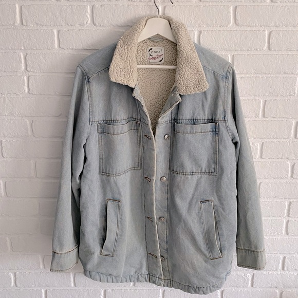 Stoosh Jackets & Blazers - Stoosh Vintage Denim Sherpa Lined Jacket
